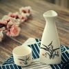 5 Piece Japanese Sake Set Hand Painted Wine Cup Wine Pot Sake Cup, Orchid(D0101HEPECY)