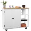 Kitchen Island Cart Wood Kitchen Islands with Large Trolley Cart with Large Cabinet, Towel Rack, Kitchen and Dining Room Utensils Organizer on Wheels(