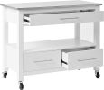 ACME Ottawa Kitchen Cart, Stainless Steel & White YF(D0102HECNTA)