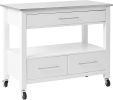 ACME Ottawa Kitchen Cart, Stainless Steel & White YF(D0102HECNTA)