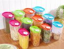 3pcs Utility Kitchen Storage Bins Cereals/Snacks Storage Canisters, Rose-red(D0101H7VHYW)