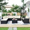 9-piece Outdoor Patio Large Wicker Sofa Set, Rattan Sofa set for Garden, Backyard,Porch and Poolside, Gray wicker(D0102HPKD4A)