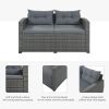 9-piece Outdoor Patio Large Wicker Sofa Set, Rattan Sofa set for Garden, Backyard,Porch and Poolside, Gray wicker(D0102HPKDNU)
