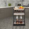 Bar Serving Cart Home Mobile Kitchen Serving cart,Industrial Vintage Style Wood Metal Serving Trolley RT(D0102HP8ABG)