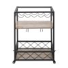 Bar Serving Cart Home Mobile Kitchen Serving cart,Industrial Vintage Style Wood Metal Serving Trolley RT(D0102HP8ABG)