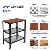 3-Tier Kitchen Microwave Cart, Rolling Kitchen Utility Cart, Standing Bakers Rack Storage Cart with Metal Frame for Living Room Brown(D0102HPDWI7)
