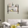 2 Tiers Floating Shelves Wall Mounted Industrial Wall Shelves for Living Room Bedroom Kitchen Entryway Wood Storage Shelf--YS(D0102HPDW6A)