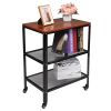 3-Tier Kitchen Microwave Cart, Rolling Kitchen Utility Cart, Standing Bakers Rack Storage Cart with Metal Frame for Living Room Brown(D0102HPDWI7)