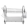 2 Tier Dish Drying Rack Drainer Stainless Steel Kitchen Cutlery Holder Shelf(D0102HHJJNW)