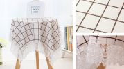 European Style Fabrics Grids Lace Tablecloth, Table Cover 85x85cm(D0101H7VSNG)