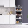 HODELY Lace White 5-Layer Light Walnut MDF Board With Wine Rack Iron Kitchen Shelves RT(D0102HEBZXU)