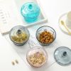 Colorful Embossed Glass Candy Jars with Lids(D0102HPK7HY)