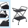 2-Tier Rolling Utility Cart with Wheels, Metal Bar Service Cart With Wine Rack, Lockable Wheel, Multi-Functional Storage Rack For Bar Office And Kitch