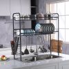 Over Sink Dish Rack, 2 Tier Stainless Steel Dish Rack Rustproof Durable Above Kitchen Sink Shelf Dish Drainer, Silver(D0102HEVGCU)