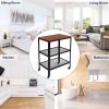 3-Tier Kitchen Microwave Cart, Rolling Kitchen Utility Cart, Standing Bakers Rack Storage Cart with Metal Frame for Living Room Brown(D0102HPDWI7)