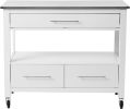 ACME Ottawa Kitchen Cart, Stainless Steel & White YF(D0102HECNTA)