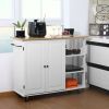Kitchen Island Cart Wood Kitchen Islands with Large Trolley Cart with Large Cabinet, Towel Rack, Kitchen and Dining Room Utensils Organizer on Wheels(