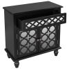 29.5'' Accent Storage Cabinet Wooden Cabinet with Decorative Mirror Door, Modern Sideboard for Entryway, Living Room(D0102HPKD07)
