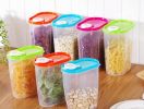 3PCS Kitchen Storage Bins Cereals/Snacks Useful Storage Canisters, Green(D0101H7VHD7)