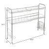Over Sink Dish Rack, 2 Tier Stainless Steel Dish Rack Rustproof Durable Above Kitchen Sink Shelf Dish Drainer, Silver(D0102HEVGCY)