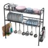 Over Sink Dish Rack, 2 Tier Stainless Steel Dish Rack Rustproof Durable Above Kitchen Sink Shelf Dish Drainer, Silver(D0102HEVGCU)