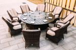 Brown Wicker Patio Firepit  Dining Table (Table Only)(D0102HXV1K2)