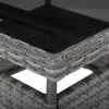 Outdoor Dining Table Gray Poly Rattan and Glass(D0102HHHT9X)