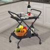 2-Tier Rolling Utility Cart with Wheels, Metal Bar Service Cart With Wine Rack, Lockable Wheel, Multi-Functional Storage Rack For Bar Office And Kitch