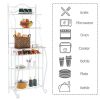 HODELY Lace White 5-Layer Light Walnut MDF Board With Wine Rack Iron Kitchen Shelves RT(D0102HEBZXU)