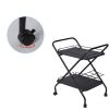 2-Tier Rolling Utility Cart with Wheels, Metal Bar Service Cart With Wine Rack, Lockable Wheel, Multi-Functional Storage Rack For Bar Office And Kitch